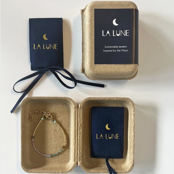 Upcycled La Lune 14k gold plated white enameled bracelet - Picture 5 of 5